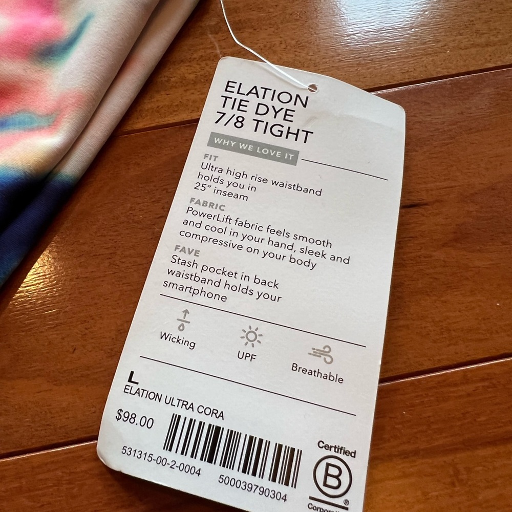 NWT Athleta Elation 7/8 Tie Dye Leggings - Picture 2 of 4